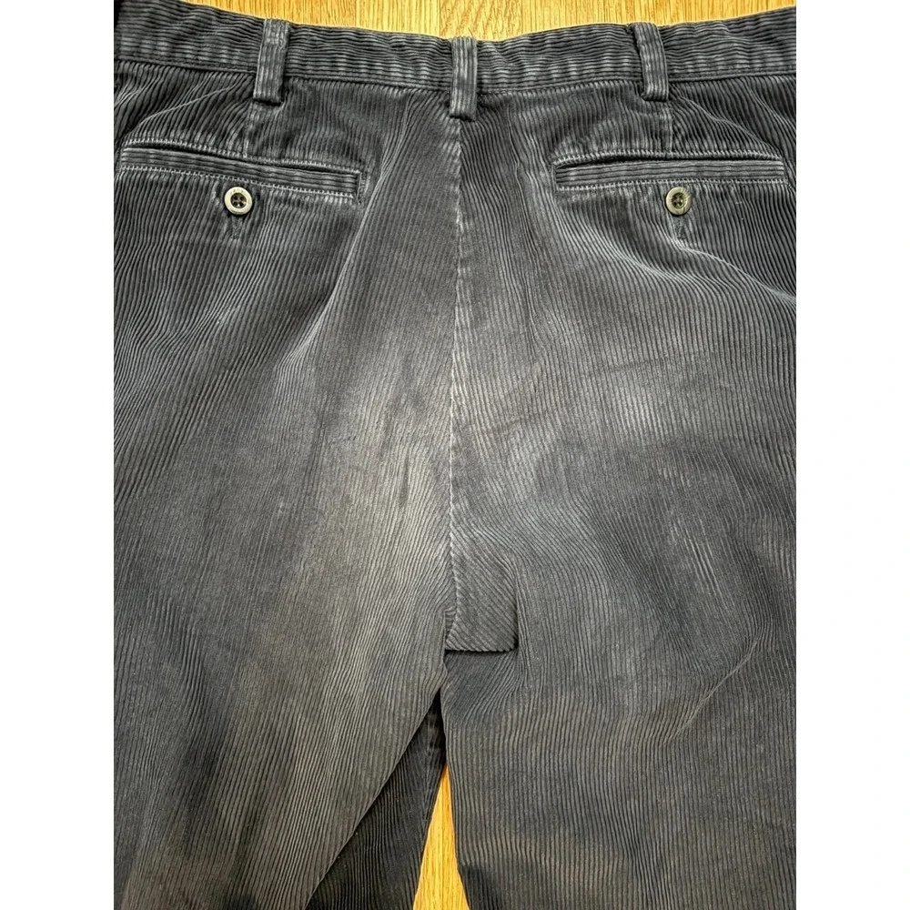 LL Bean Navy Corduroy Pants Mens 36x32 Straight Leg Stretch Casual Cords